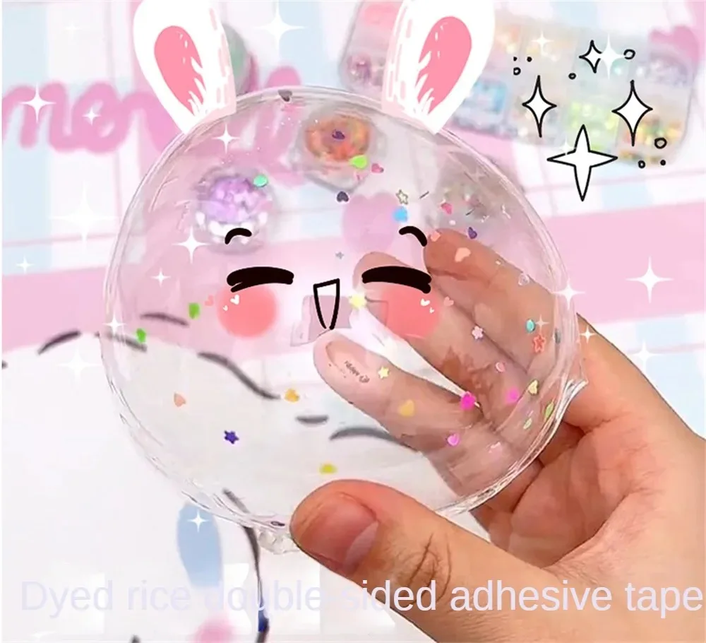 Imagem -04 - Diy Nano Bubble Tape Grupo Multipurpose Blowing Craft Crianças Pinch Toy Making Reutilizável High Sticky Glitter Adesivo Dupla Face