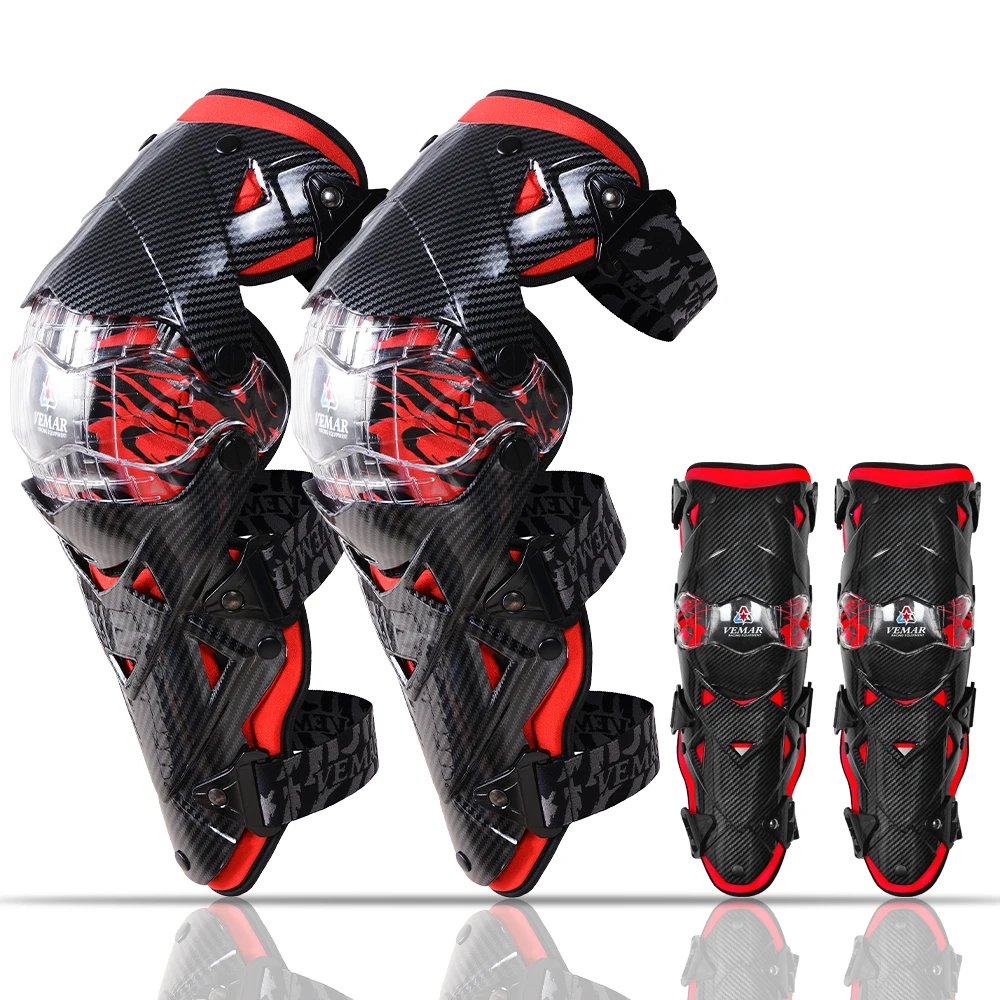 

VEMAR Motorcyclist Knee Pad 4Pcs Suit Carbon Fiber Motocross Elbow Pads MTB Cycling Leg Protector protection Equipment For Moto