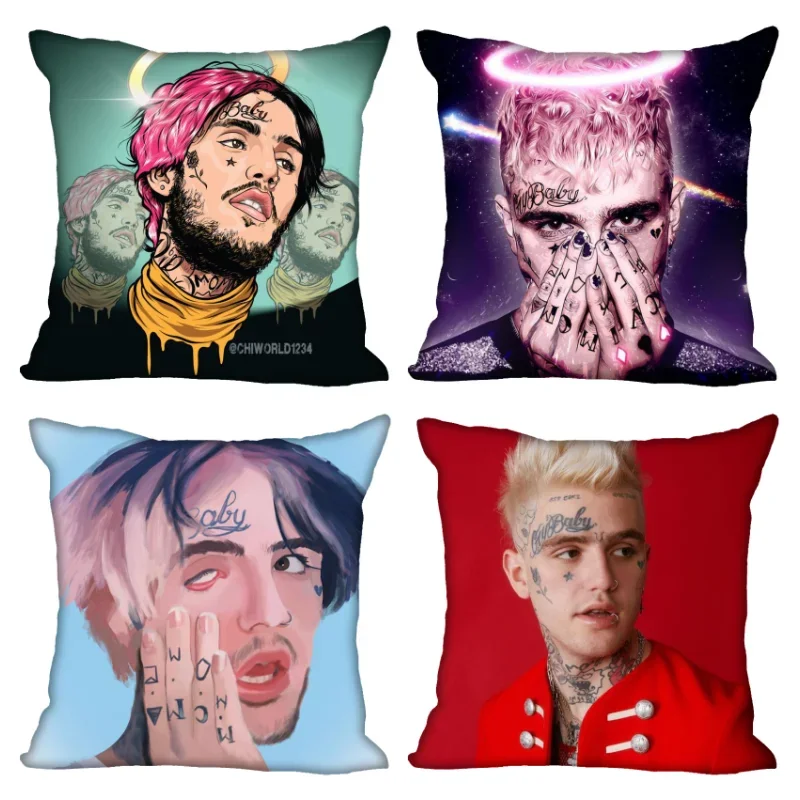 New Arrival Lil Peep Pillowcase Bedroom Home Decorative Gift Pillow Cover Square Zipper Pillow Cases Satin Fabric Soft