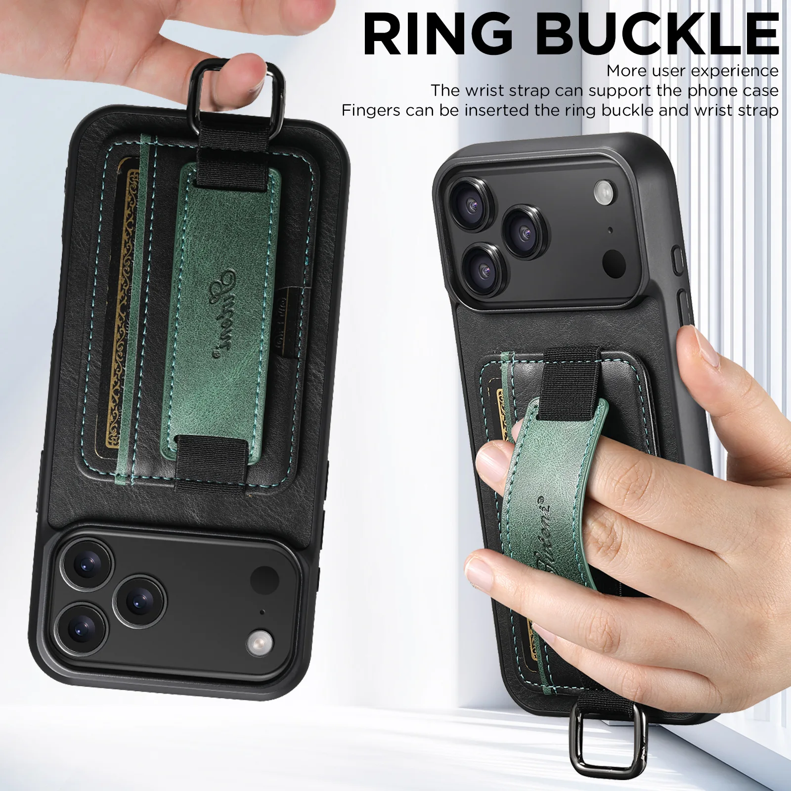 سليم صالح قسط محفظة جلدية الحال بالنسبة آيفون 17 برو ماكس 13 12 11 14 15 16 برو ماكس 16 زائد شريط للرسغ حامل بطاقة فتحات غطاء #3