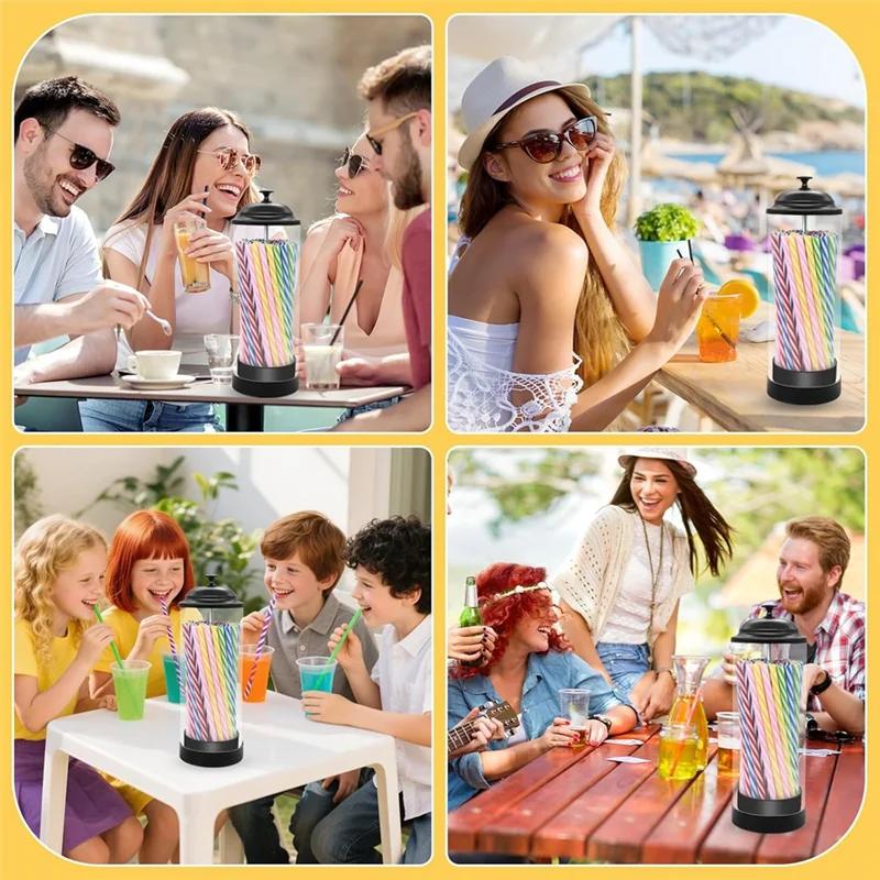 

【MEET】Straw Holder,2 Pack Straws Dispenser For Standard Size Drinking Straw, Acrylic Plastic Drinking Straws Dispensers