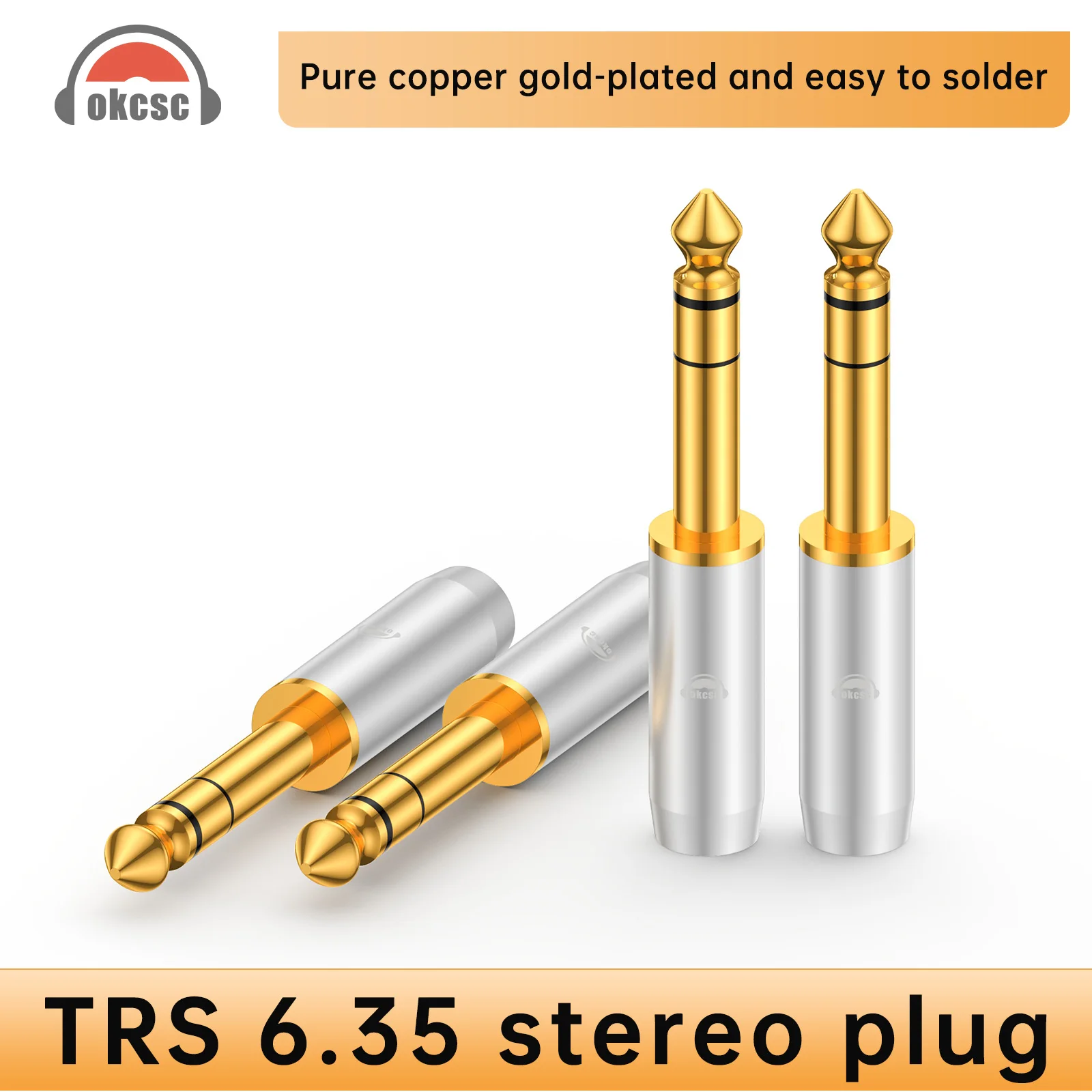 Okscc P635 6,35 мм DIY Съемный металлический штырь HiFi аудио адаптер для звука/усилителя/микшера/наушников/звуковой карты/электрической гитары