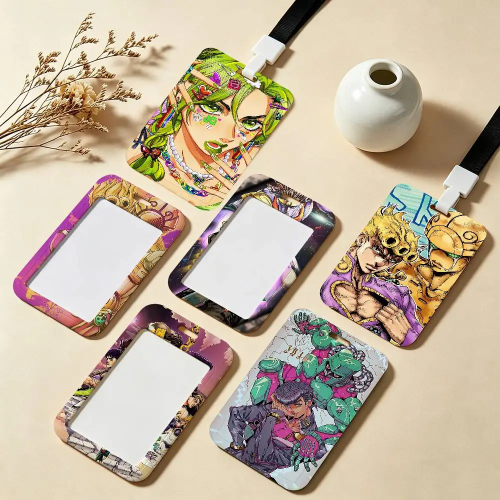 

Anime JoJos Bizarre A-Adventure ID Badge Holder With Lanyard Neck Strap For Office School Name Card Credentials Case