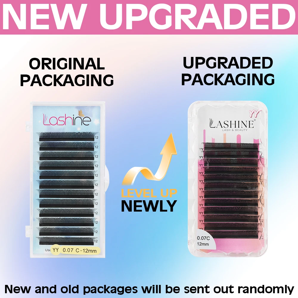 LASHINE 3 funda de pestañas con forma de YY de doble punta C/D 8-15mm 0,07mm pestañas brasileñas suaves naturales extensión de pestañas en abanico prefabricadas