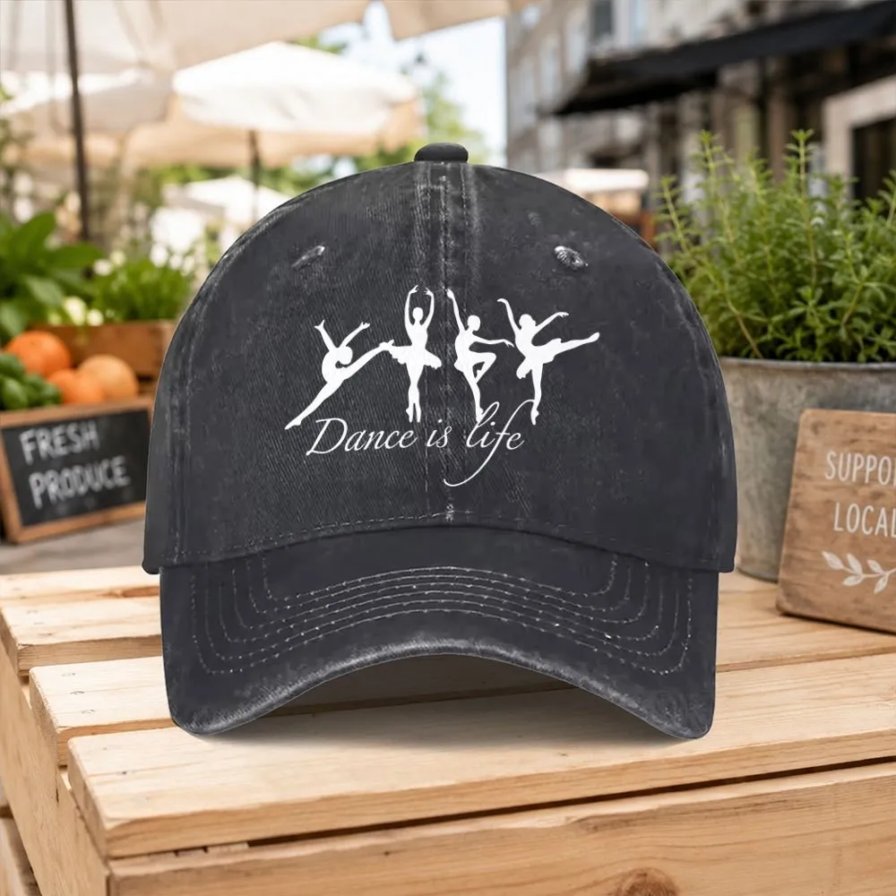 Dance Is Life Ballet Dancer Graphic Baseball Cap Unisex Washed Cotton Hat for Outdoor Daily Travel