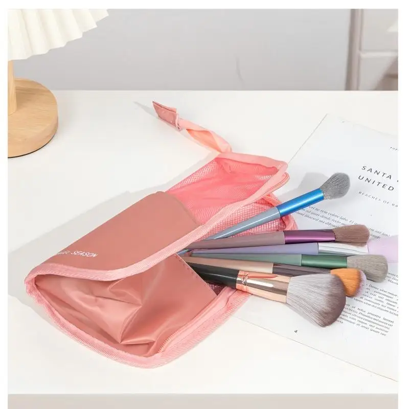 HOMEFISH 1 Pc Stand Cosmetic Bag for Women Clear Zipper Makeup Bag Travel Female Makeup Brush Holder Organizer Toiletry Bag