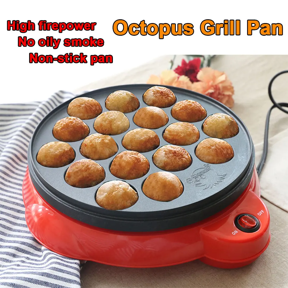 Octopus Grill Pan Baking Machine Household Electric Takoyaki Maker Octopus Balls Grill Pan Professional Cooking Tools