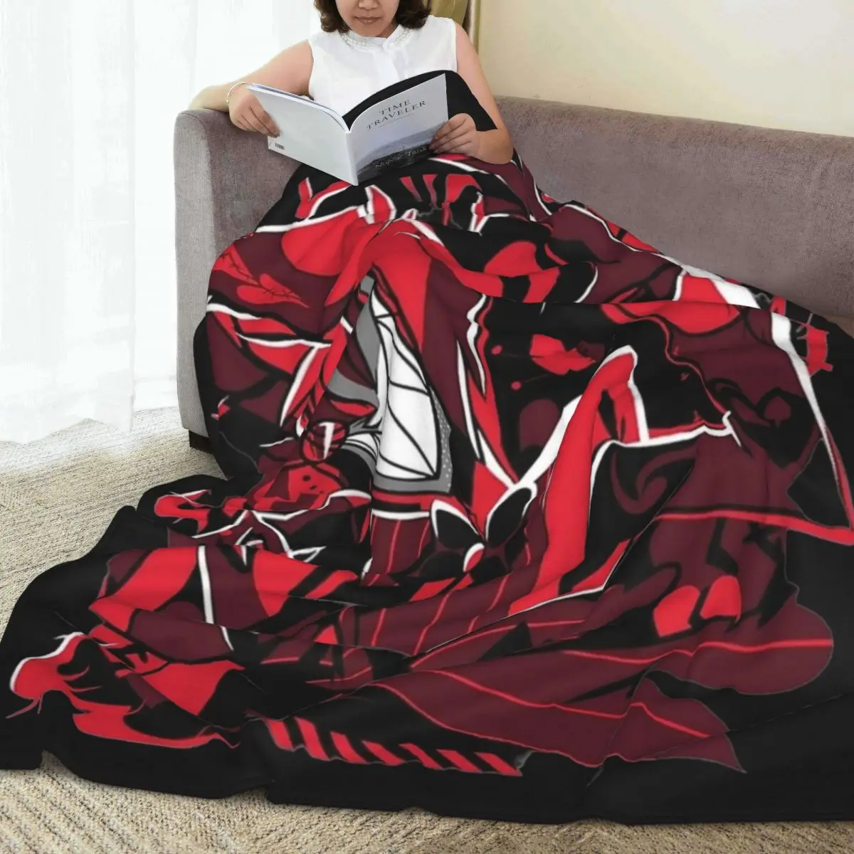 Hazbin Hotels Alastor Knitted Blanket Coral Fleece Plush Lightweight Throw Blanket for Bed Bedroom Quilt