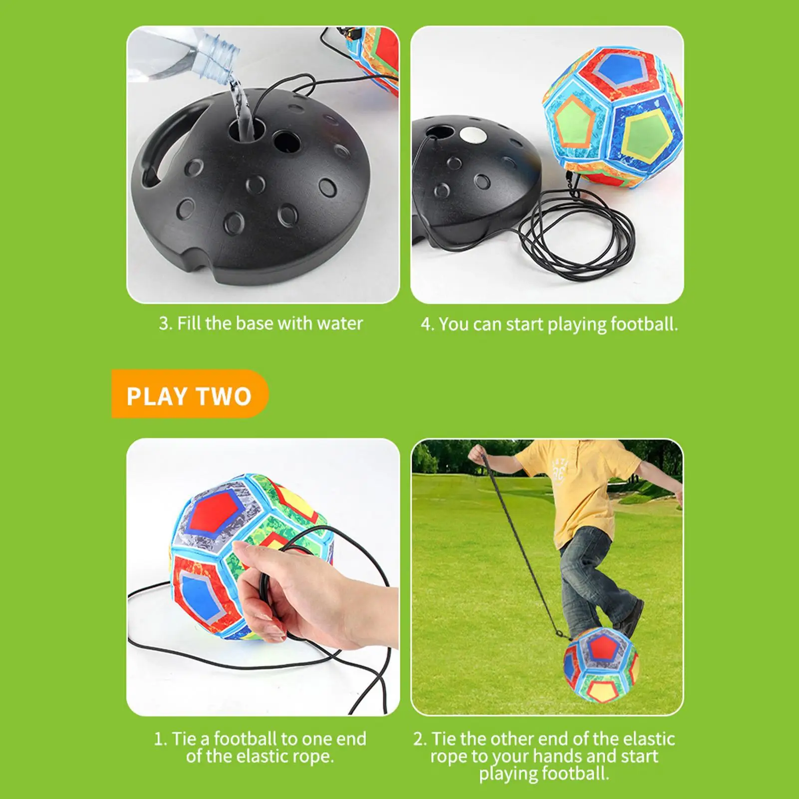 معدات تدريب كرة القدم للأطفال، معدات ممارسة كرة القدم، كرة رياضية محمولة مع سلك مرن وحقيبة للبالغين