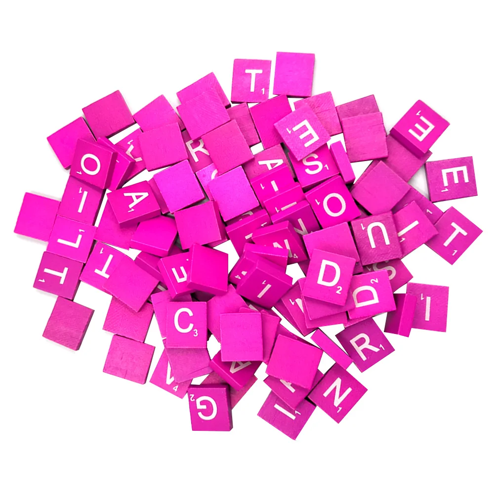 100 pièces Alphabet Puzzle Cubes en bois naturel rose blocs de bricolage pour bébé éducatif copeaux de bois décor jeu Puzzle