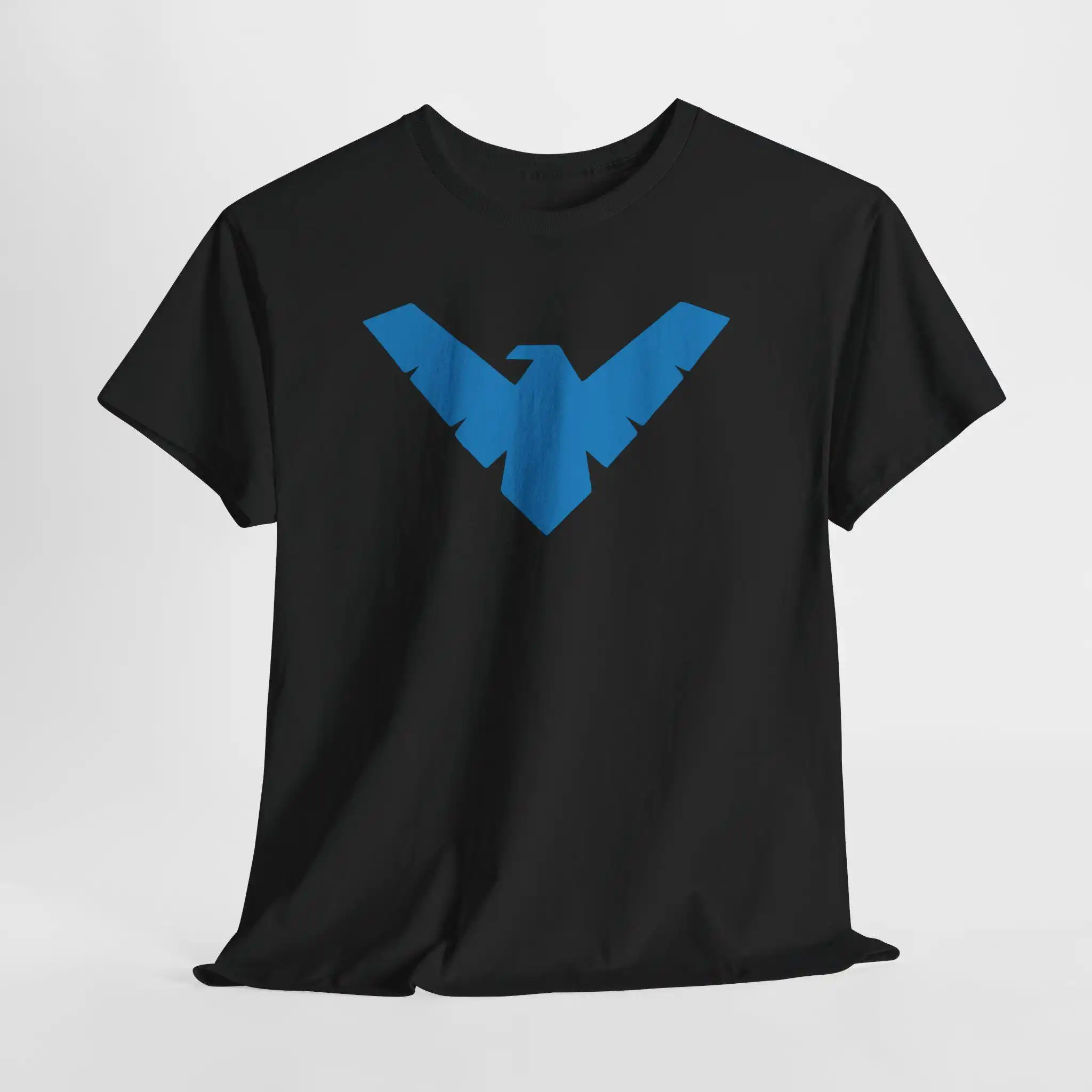 2026 Geometric Blue Eagle Graphic T-Shirt Men Simple Bird Symbol Print Cotton Tee Unisex Summer Loose Casual Streetwear Tops