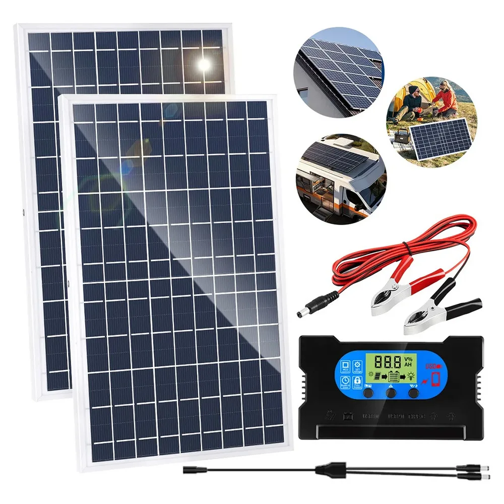 

Dual Pack Polycrystalline Controller Set Suitable for Mobile Phone Fast Charging Gardening Camping Emergency Solar Panels