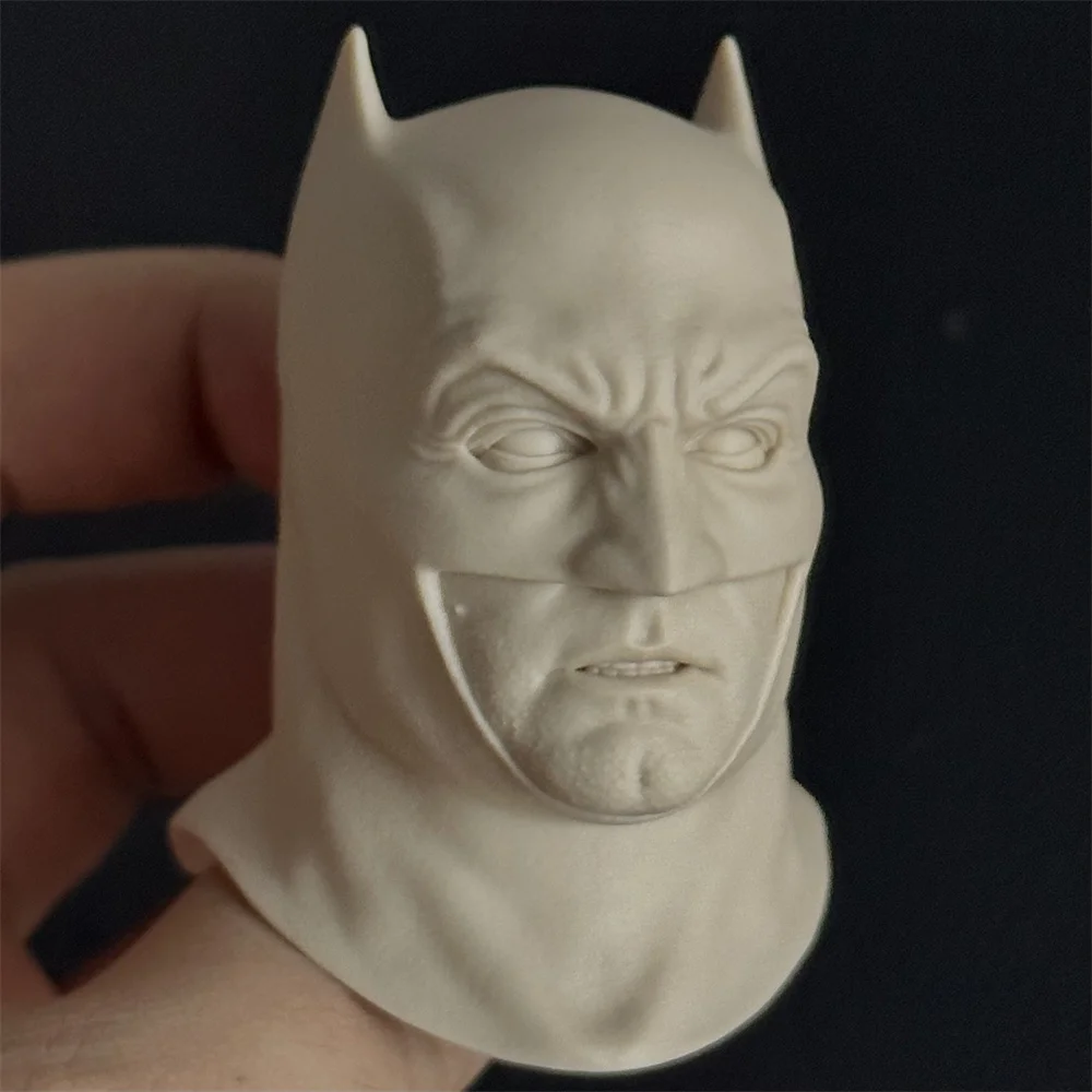 High Quality 1/6 Scale Male No Painted Head Sculpture Batman Head Carving White Model for 12-inch Action Figure Body Model Toys