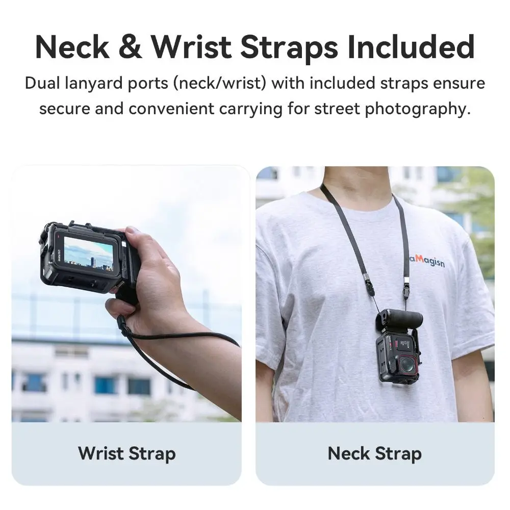 Plastic Action Camera Grip Handle Quick Release Adjustable StreetGrip Vlog Holder Shutter Button for DJI Action/Insta360 Ace Pro