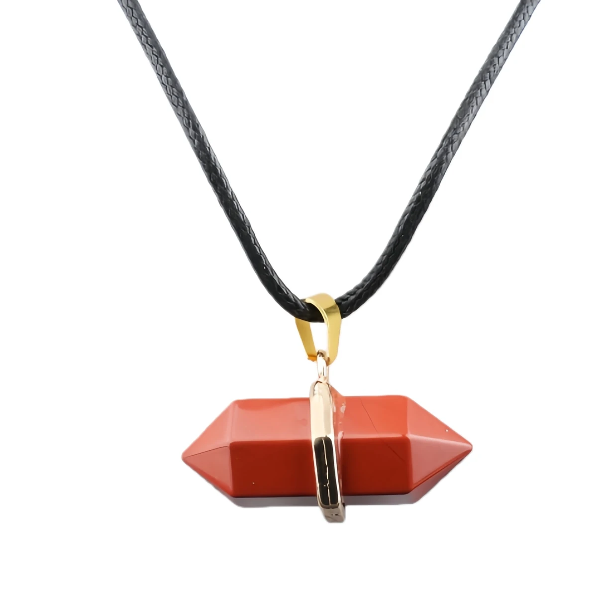 شفاء شقرا الأحمر جاسبر مزدوجة إنهاء سداسية الأحجار الكريمة قلادة لصنع المجوهرات النساء الرجال اليوغا قلادة سحر #6