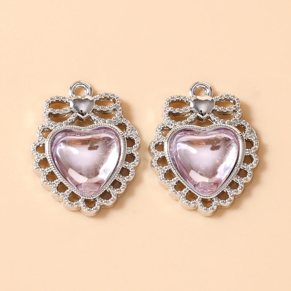 Leslie 20*25mm 5pcs Fashion Y2K Star Crystal Heart Charms Pendant for Necklace Bracelet Jewelry Making DIY Crafting Supply
