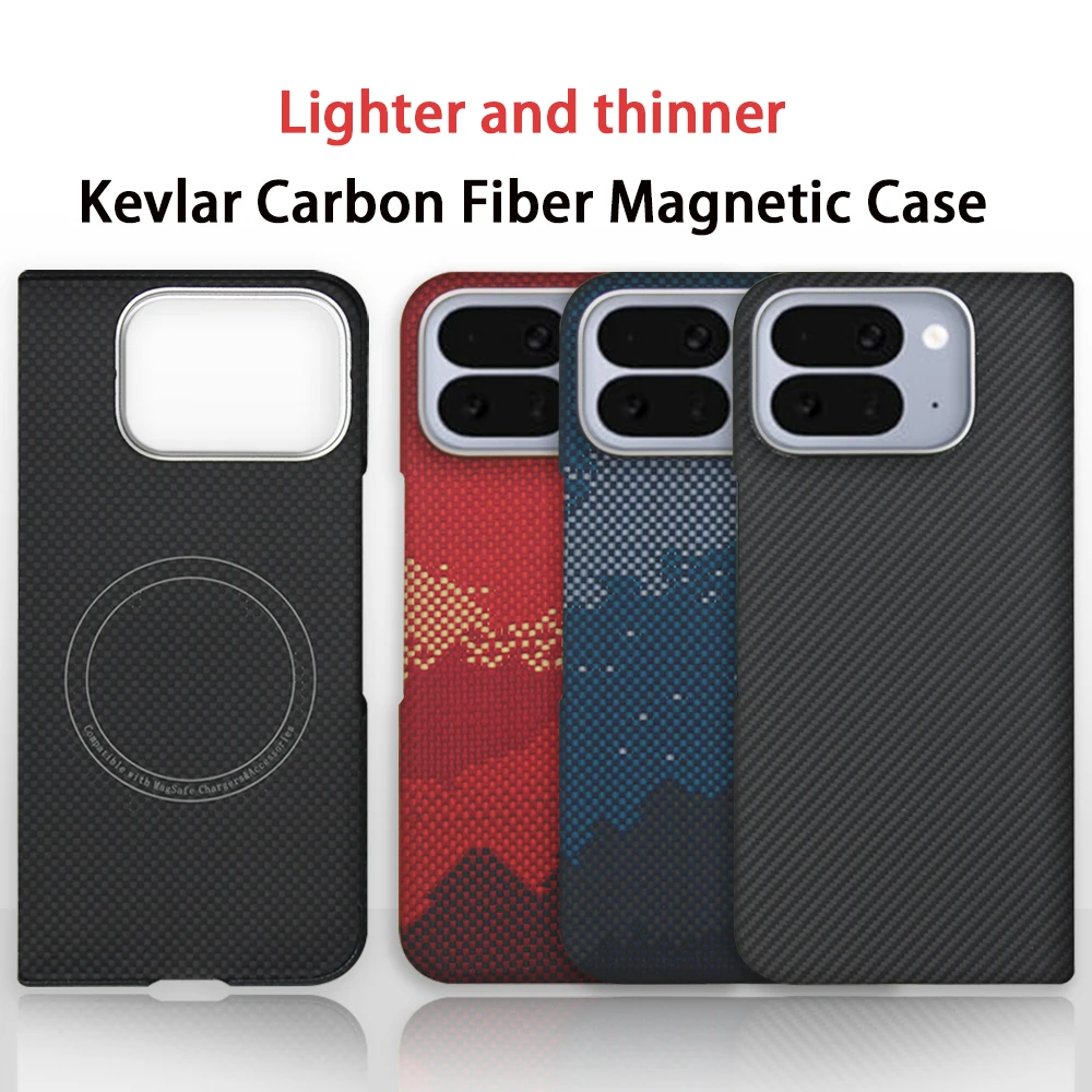 

Aramid Fiber Carbon Fiber Case for Google Pixel 10 Pro Fold/ 9 Pro fold with/without Magsafe, Ultra Thin Hinge Protection Cover