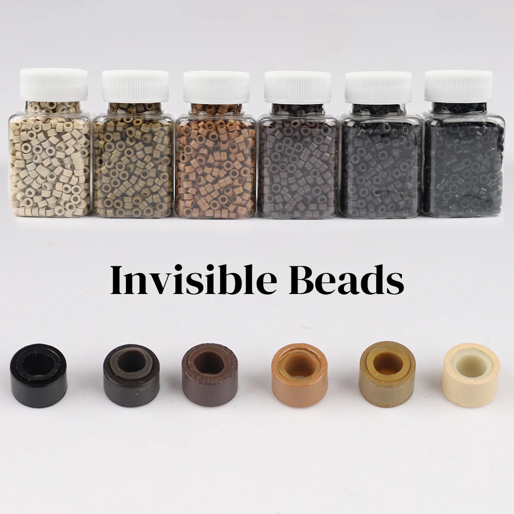 Micro perles d'extension de cheveux, 1000 pièces, perles doublées de 5mm, perles en Silicone de qualité supérieure pour Extensions de cheveux I Tip, perles Microlink