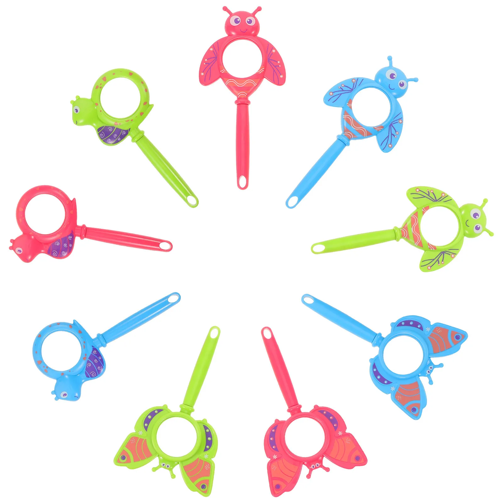 9Pcs Insect Observation Handheld Cartoon Magnifiers Lightweight Plastic Magnifier for Kids Preschool Outdoor Exploration Reading