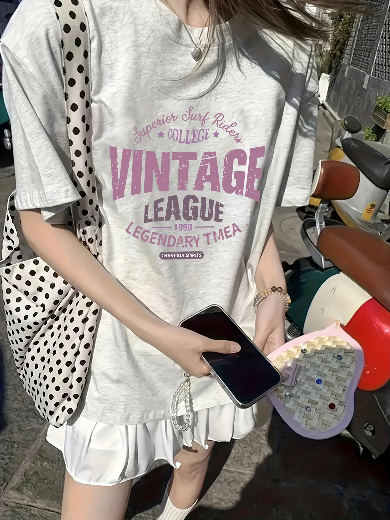 Women's Retro Printed T-shirt Casual Top Round Neck Summer T-shirt Vitality Letter Printed Short Sleeved Shirt