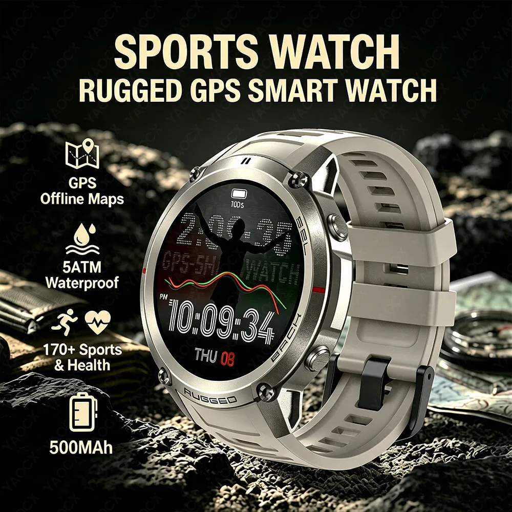 

GPS Smart Watches5ATM Waterproof 1.43Inch Screen Fitness Tracking Outdoor Male Women Sports Smartwatch Fashion Gifts For Men