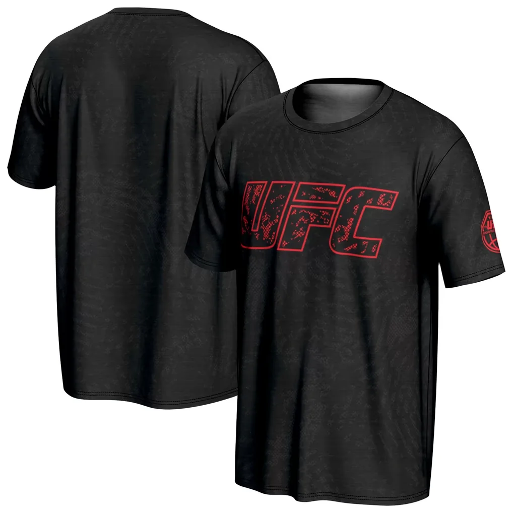 UFC Men Quick Dry Sports T‑Shirt Digital Camo Letter Graphic Breathable MMA Fighting Gym Training Workout Fan Tees Tops - view 2