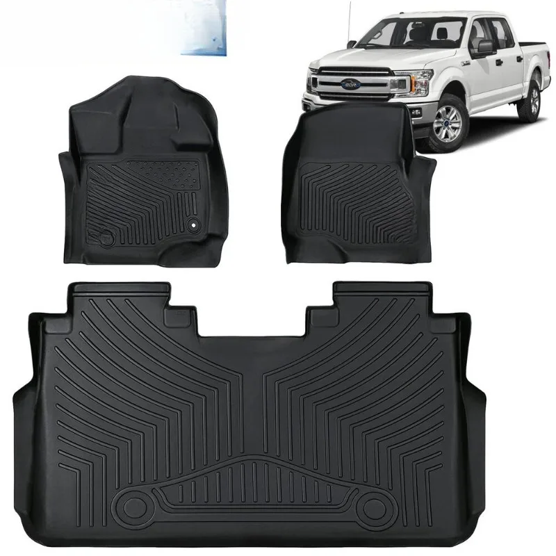 All Weather Floor Liners Mats for 2015-2024 Ford F-150 Super Crew Cab TPE Rubber United States