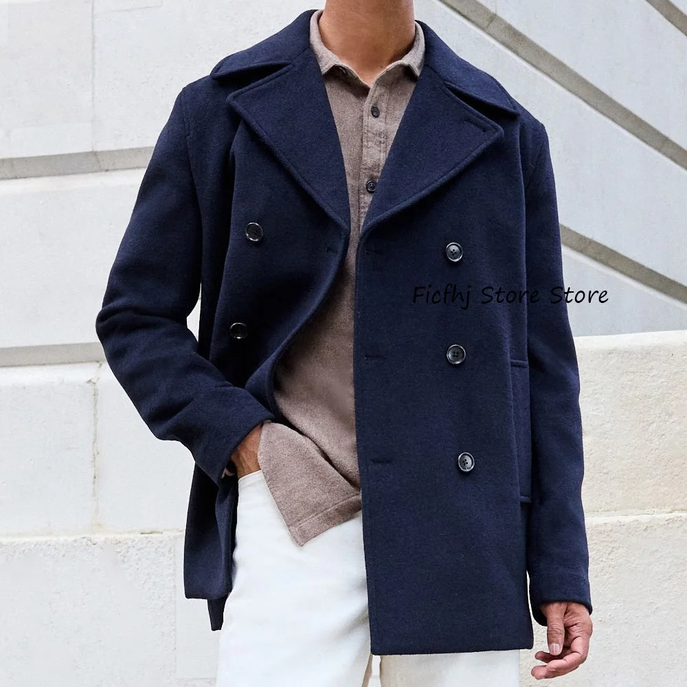 

Men's Social Coat Fashion Suit Jackets Wool Fabric Urban Blazers Casual Style Double-breasted Lapel Collar Man High Quality