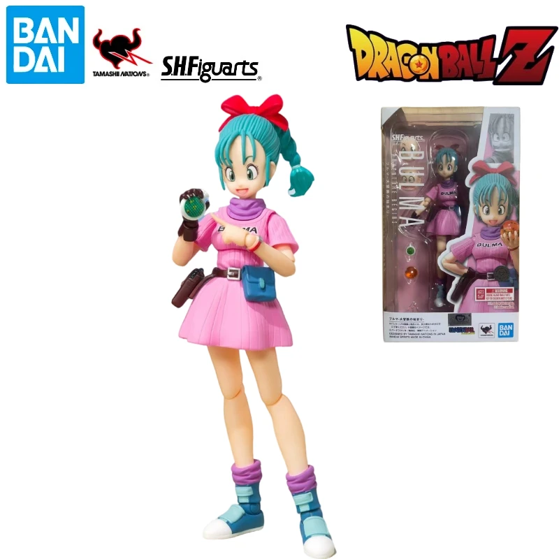 En Stock, nueva serie Bandai SHF Dragon Ball genuina Bulma-el comienzo de la aventura, figuras de acción, juguete para regalo, colección de modelos