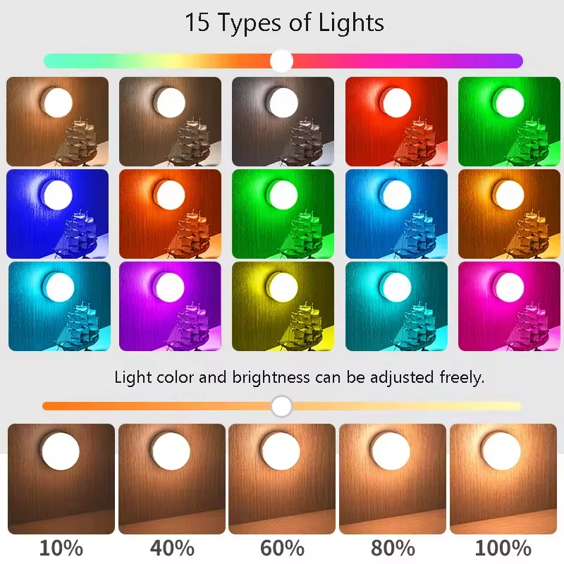 rechargeable smart LED lights, E26/E27 base, with remote control adjustable color temperature and brightness lights, USB recharg
