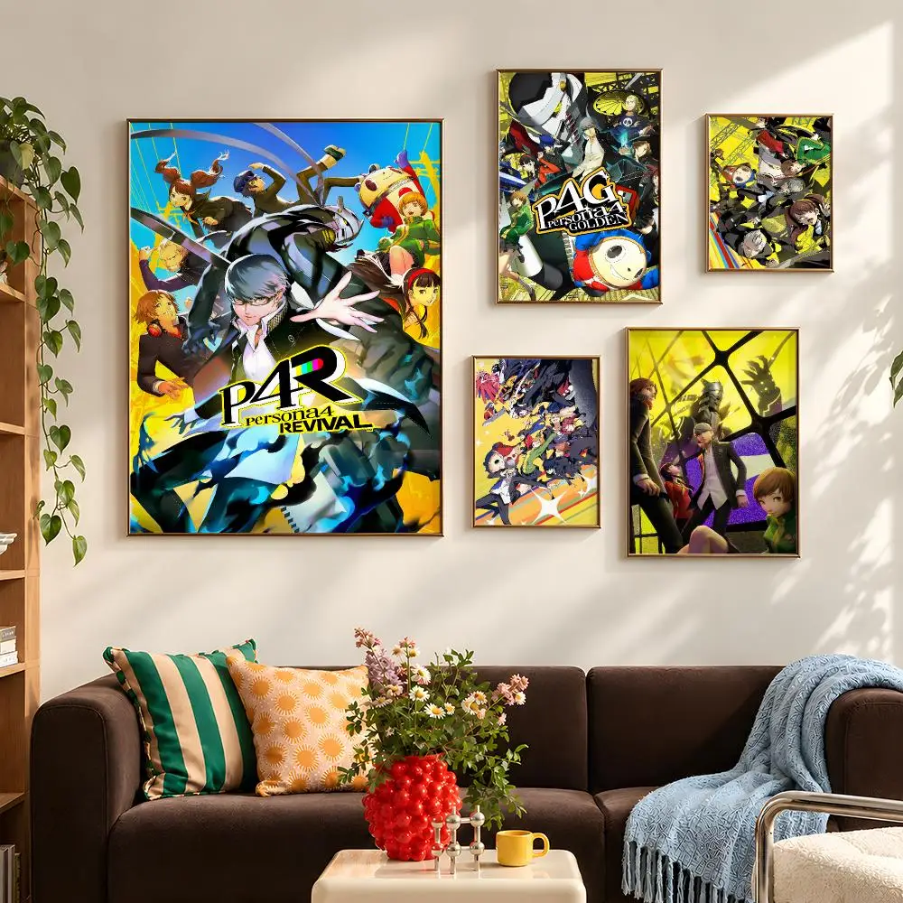 Game Persona 4 Golden Investigation Poster Self Adhesive PP Wall Art HD Gaming Room Bedroom Living Room Decor Apartment Gift