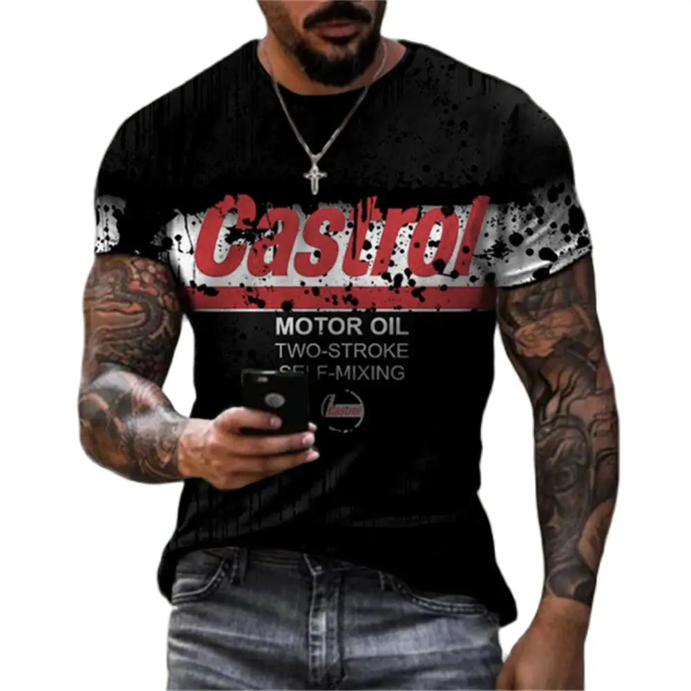 Summer Fashion Retro Castrol graphic t shirts 3D Casual Trend Street Style Printing T-shirt Personality O-neck Short Sleeve Tees