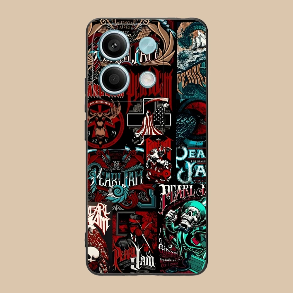 Mobile Pearl Jam Handyhülle für Xiaomi Redmi Note 13 12 11 10 9 8 7 6 S A Pro Lite Plus 5G Schwarze weiche Handyhülle