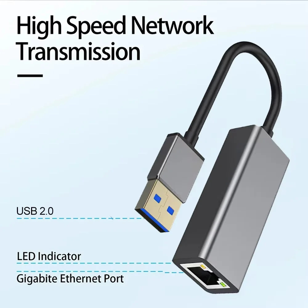 USB Ethernet Adapter 100/1000Mbps Network Card For PC Windows XP 7 8 10 Android USB Lan Internet Cable
