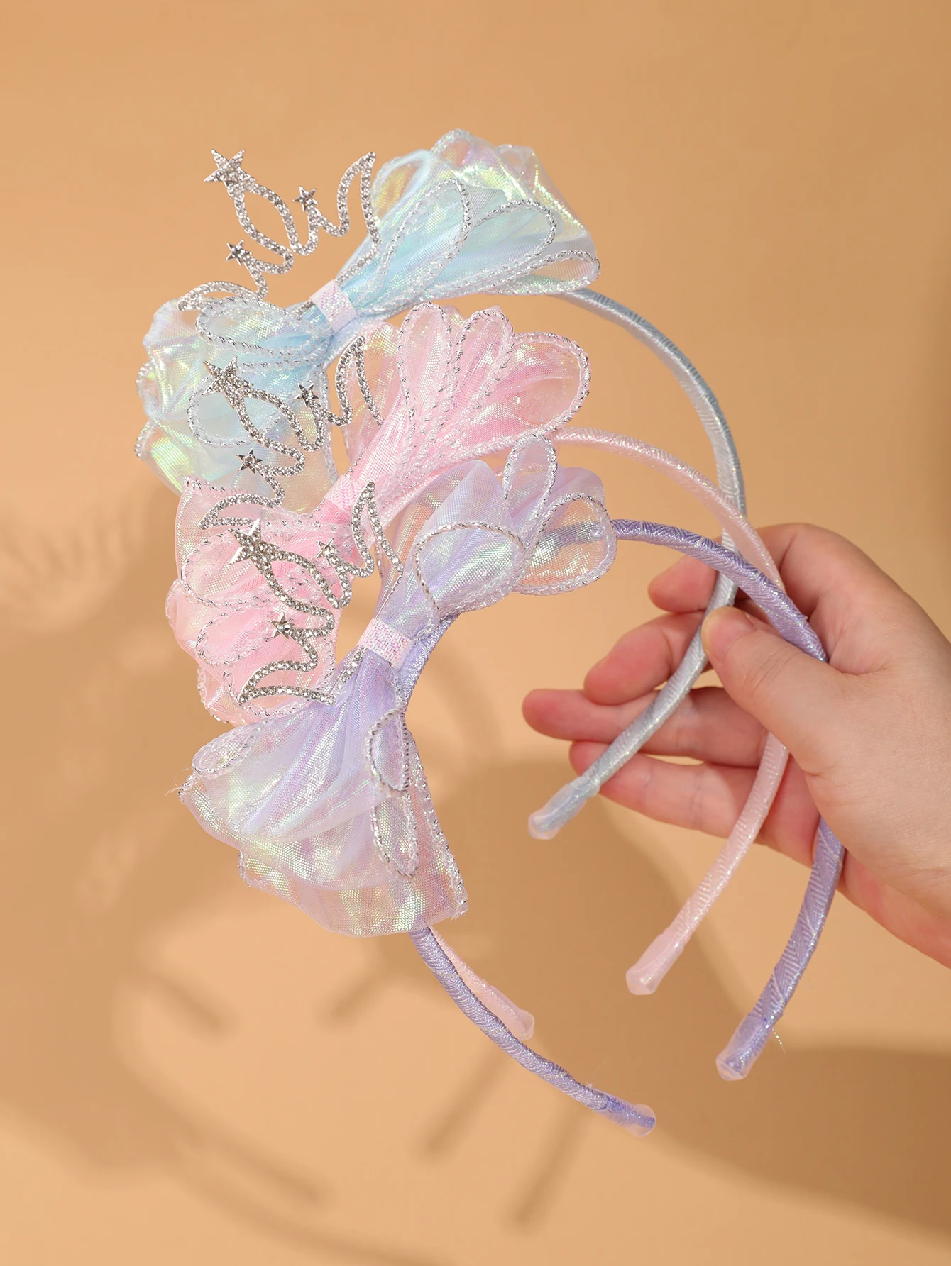 Modisches und schlichtes Kinder-Kronen-Haarband – leuchtend blaues Tüll-Haarband mit Schleife – Accessoire für Bühnenauftritte/formelle Kleider für Mädchen – Detail 15