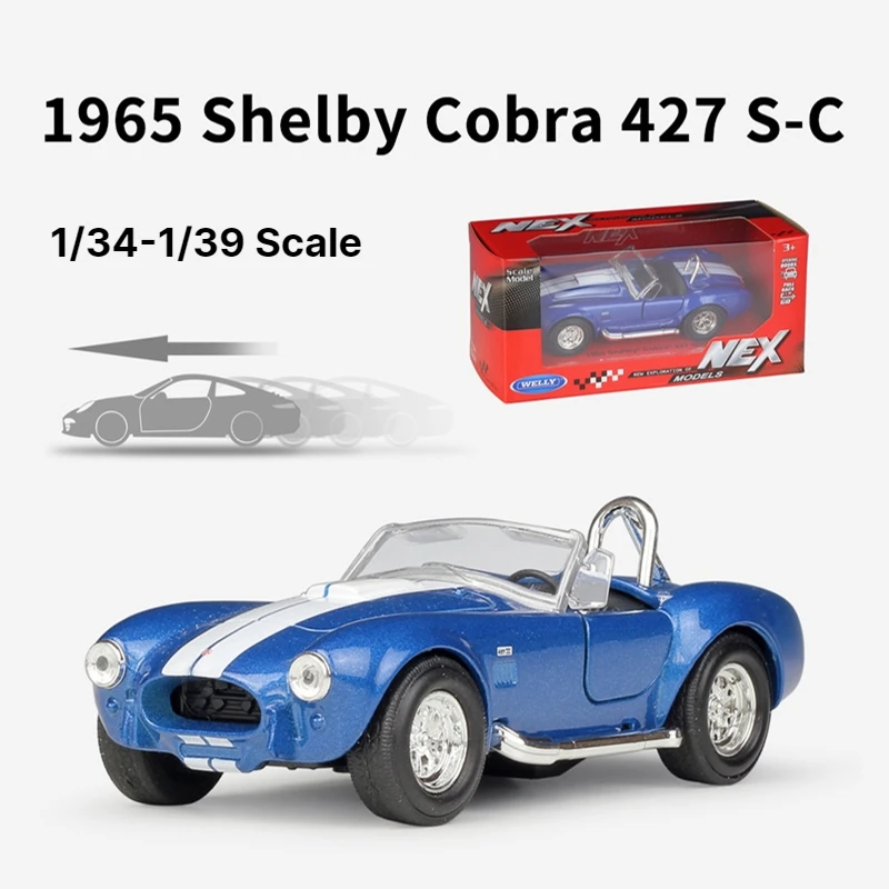 1/36 Ford Shelby Cobra 427 S/C Retro Model samochodu zabawkowego WELLY Diecast Vehicle Miniature Pull Back Klasyczny prezent dla dzieci