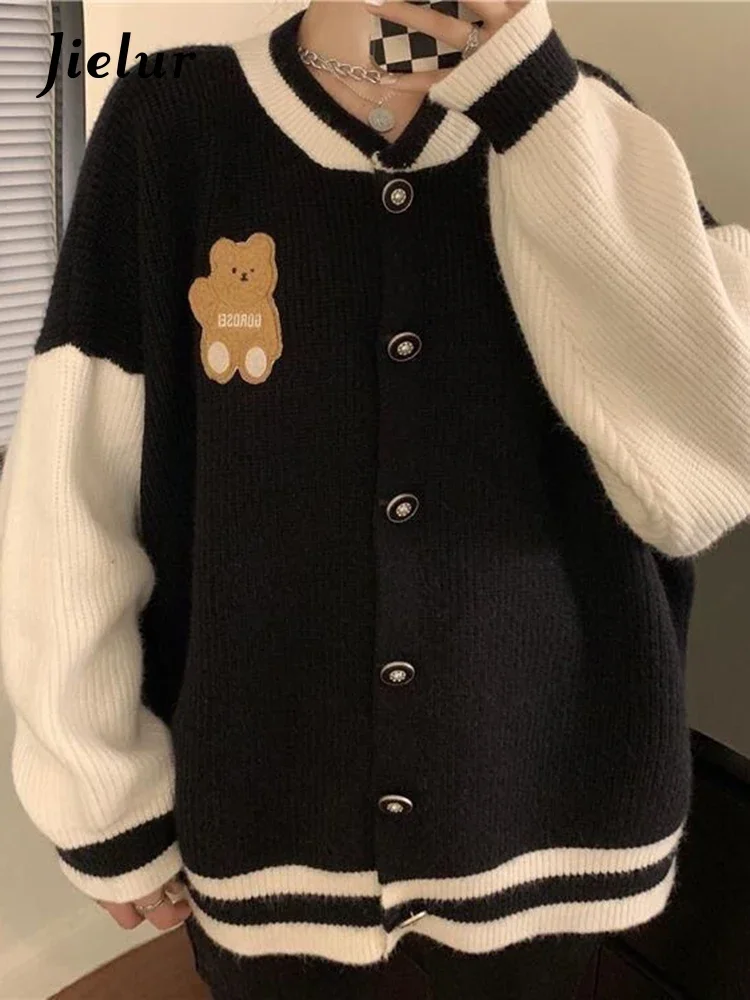 

Sweet Spell Color Loose Knitting Sweater Female Cardigan Autumn O-neck Chic Button Casual Single Breasted Women Cardigan