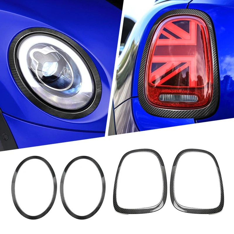 Real Carbon Fiber Headlight Trim Ring & Tail Light Frame For Mini Cooper F55 F56 F57 2014-2019 51137300631,51712285495