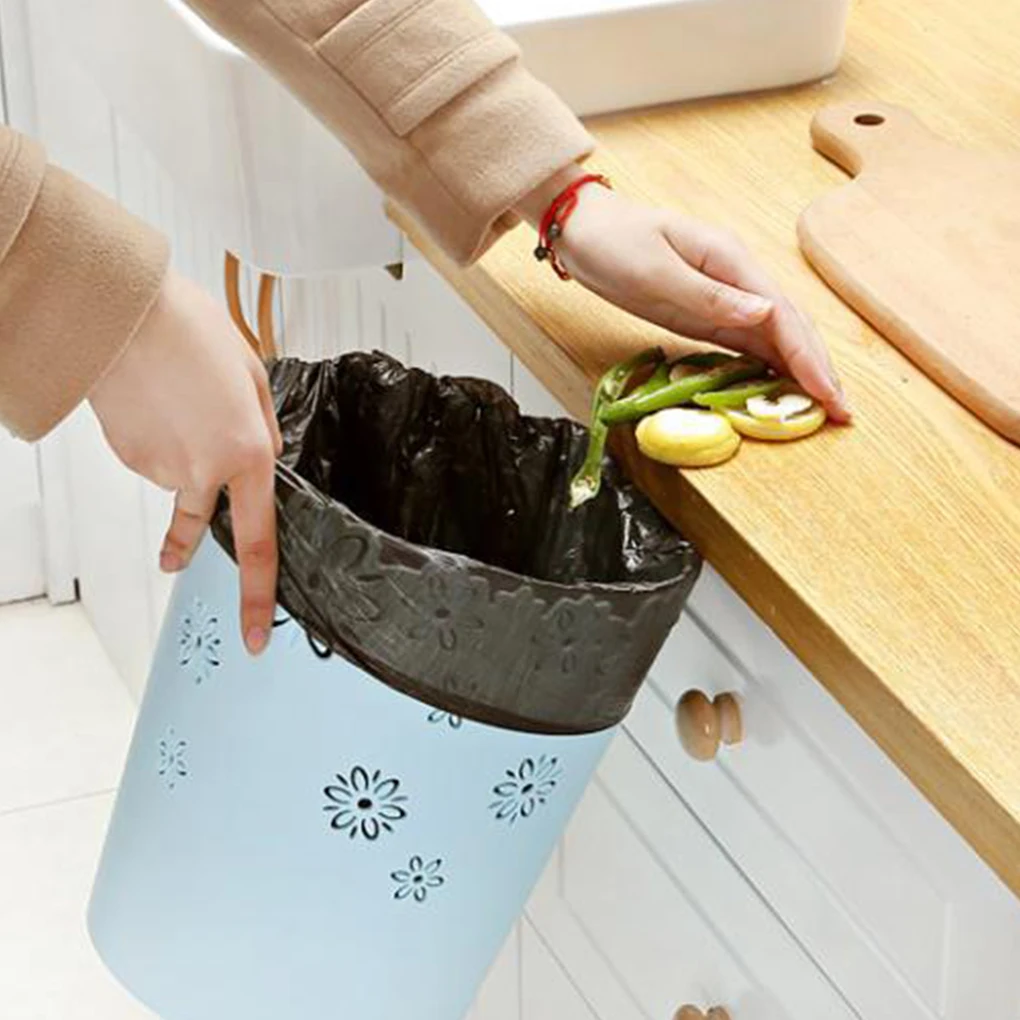 PP Environmentally Friendly Trash Bin Safe And Non-Toxic Simple Cute Wastebasket Hollow Flower Shape Plastic Wastepaper Baskets