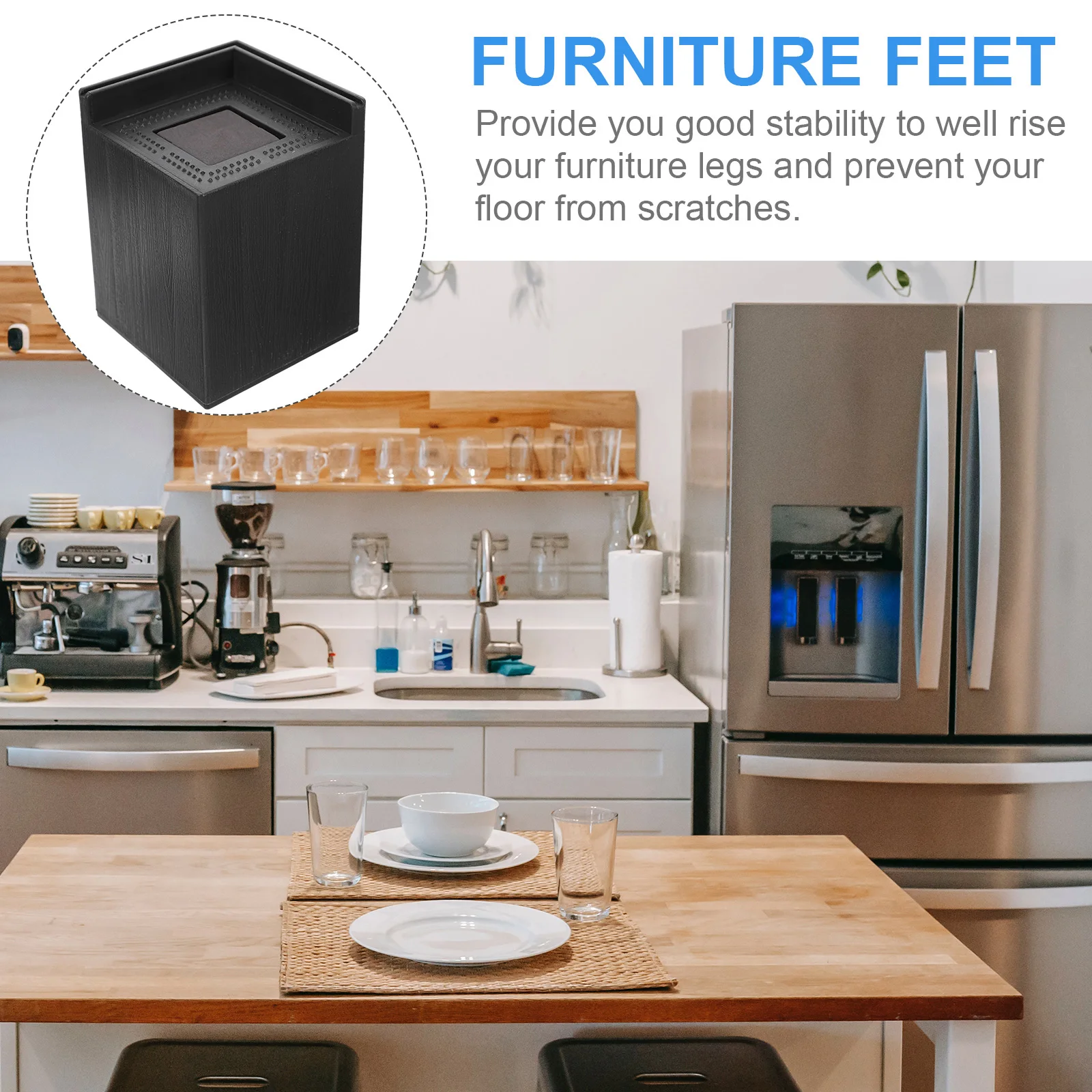 4pcs Heightening Pads for Bed Riser Blocks Desk Table Legs Heavy Risers For Bed Frame Duty Rubber Sturdy Lifts Storage