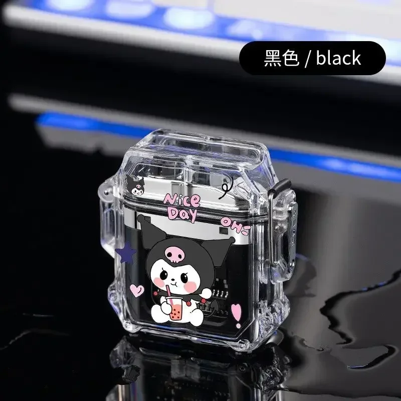 

Creative Personality Double Arc Windproof Electronic Lighter Cute Kuromi Hello Kitty Lighter Waterproof Rechargeable Lighters