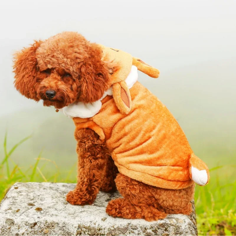 Funny Halloween Pokemon Dog Costumes Fleece Warm Cosplay Pets Corgi French Bulldog Puppy Medium Clothing Coat Jacket Accessory