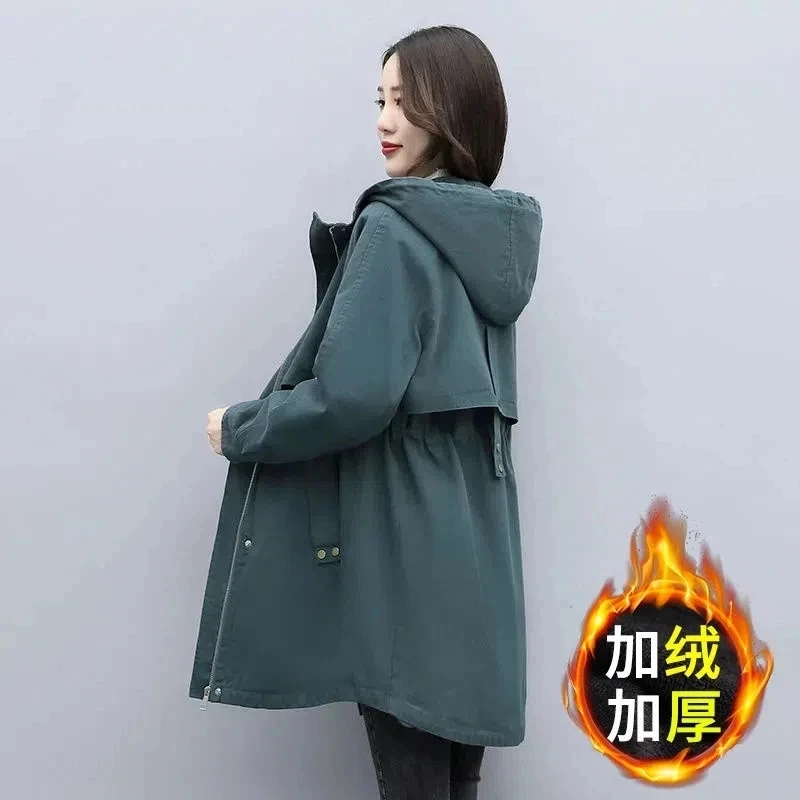 Giacca a vento da donna Pike Outcoat 2023 nuova giacca in pile da donna allentata con cappuccio invernale caldo parka soprabito con cerniera cappotto Basic femminile