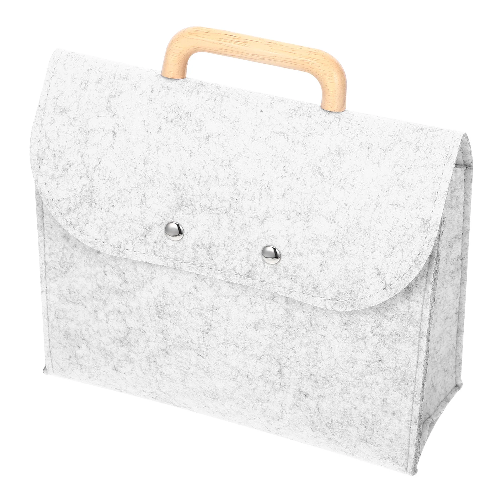 

Handheld Storage Felt Tote Bag Wood Handle Business Tote Portable File File Organize Organizer Deep Gray Briefcase
