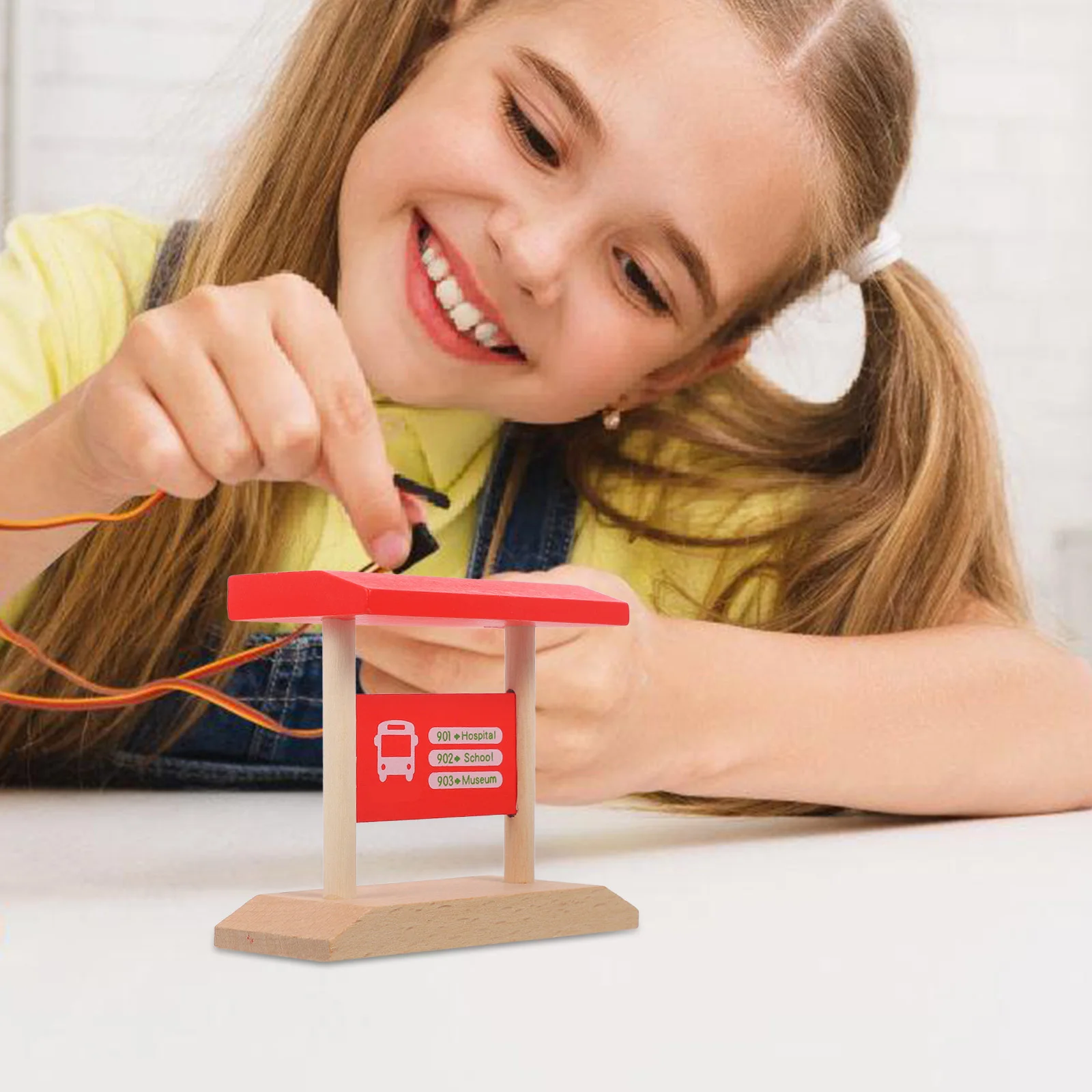 Track Railway Platform Accessories Station Model Toy Children Pretend Train Red Decorative