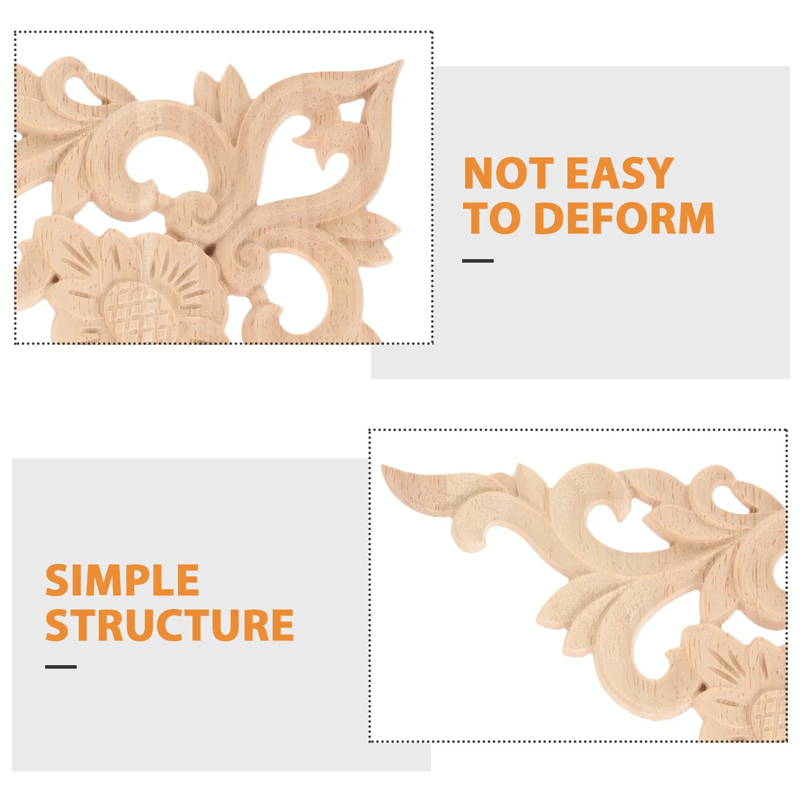 

4Pcs Decorative Wood Trim Rose Carving Applique Furniture Overlays Vintage Wood Molding Embellishment Corner Moulding