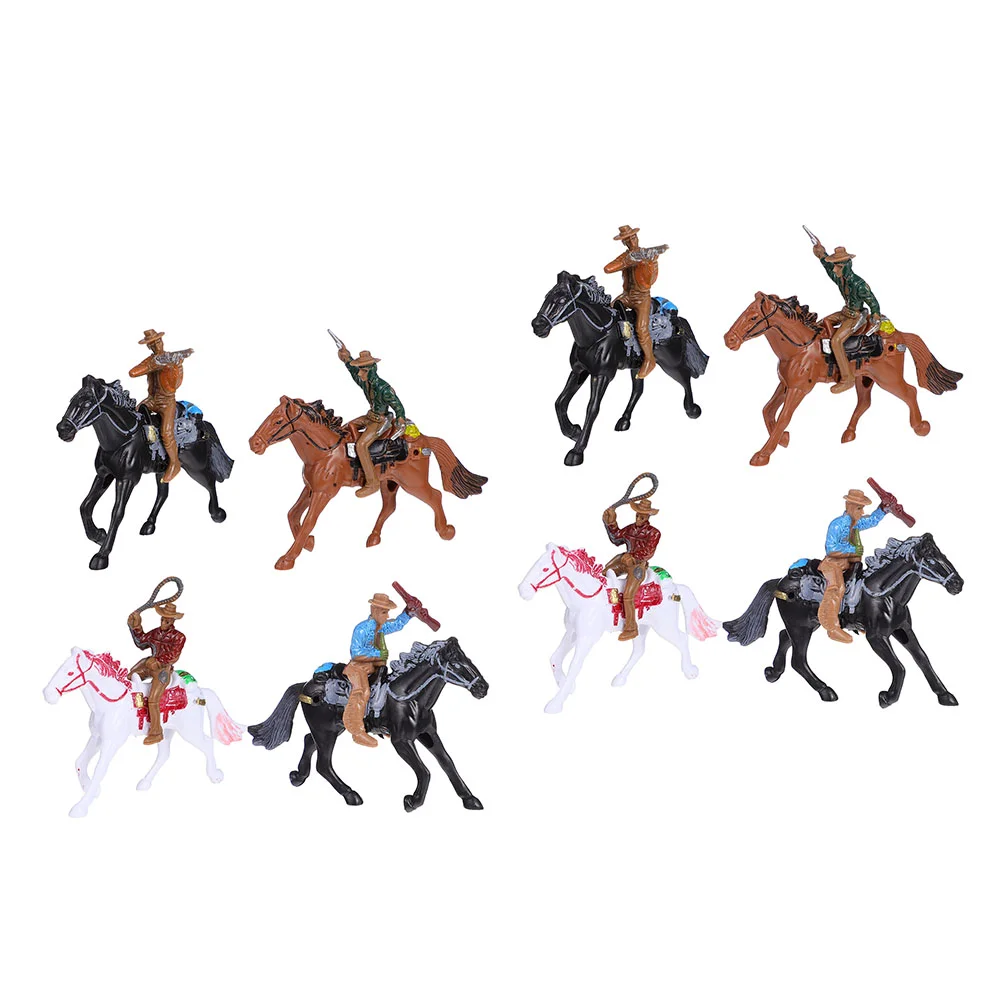 8 PCS Mini Cowboy Riding Model Child Usa Decor Miniture Decoration Plastic Desktop Adornments Fake Human