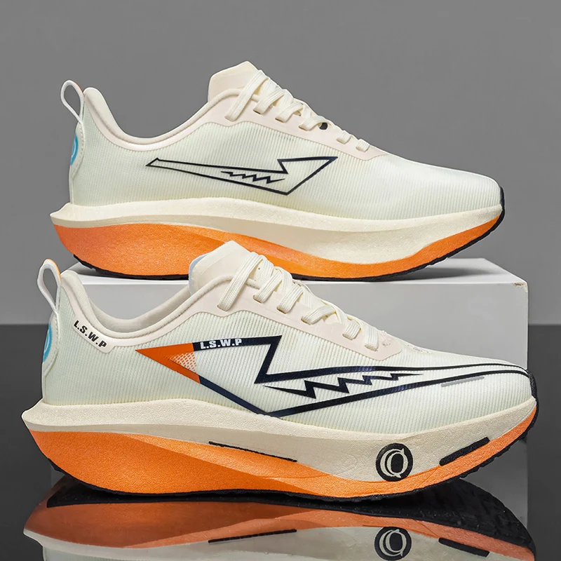 Men's Casual Sports Shoes with Carbon Plate Technology, Shock-Absorbing Trail Running Shoes, Non-Slip, Wear-Resistant, Mesh Breathable, Lightweight Hiking Shoes, Fashionable Sports Shoes, Fitness Shoes, Track and Field Training Shoes