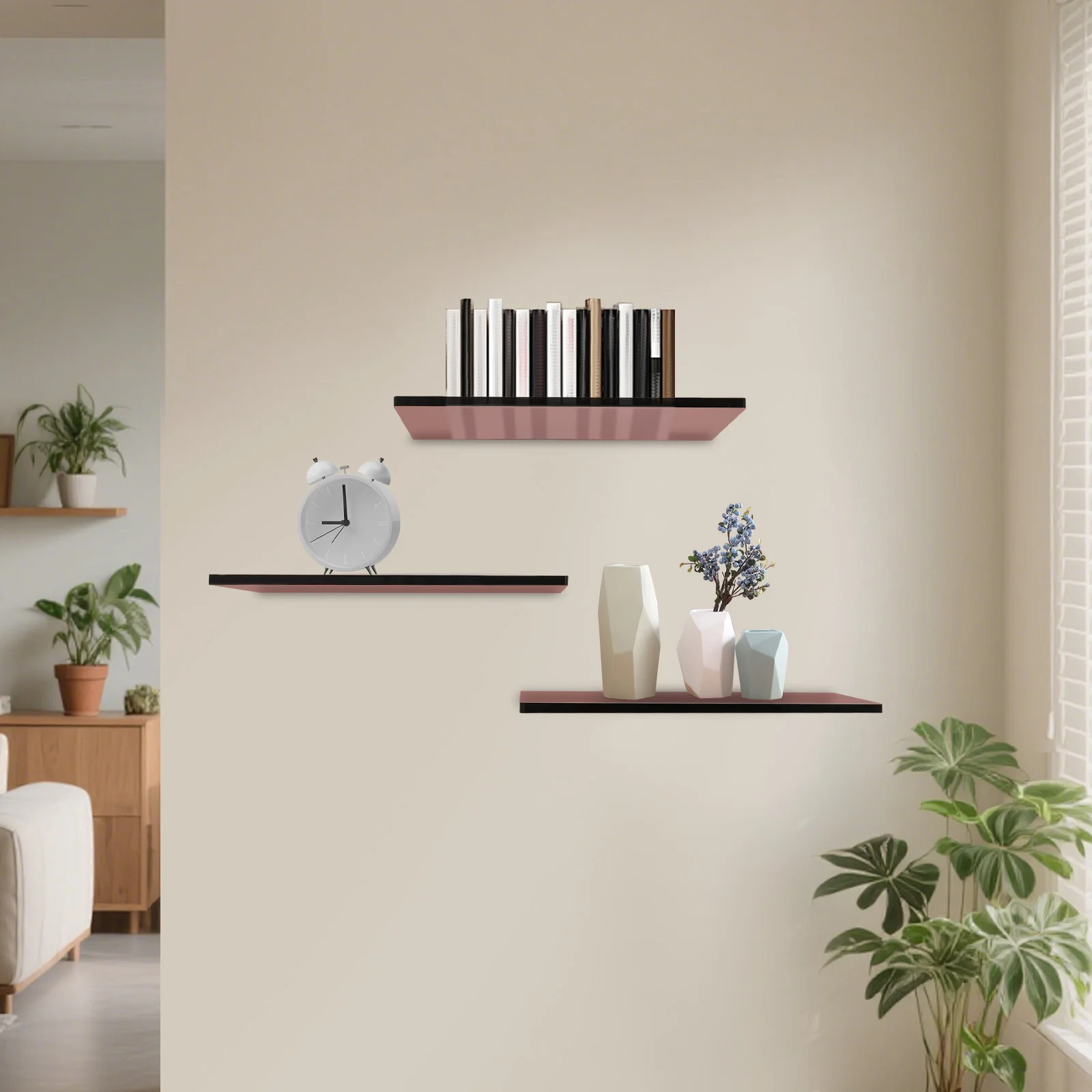 

3Pcs Wall-Mounted Shelves, Acrylic Floating Shelf, Floating Shelf Organizer, for Storage & Decor for Bedroom Living Room Kitchen