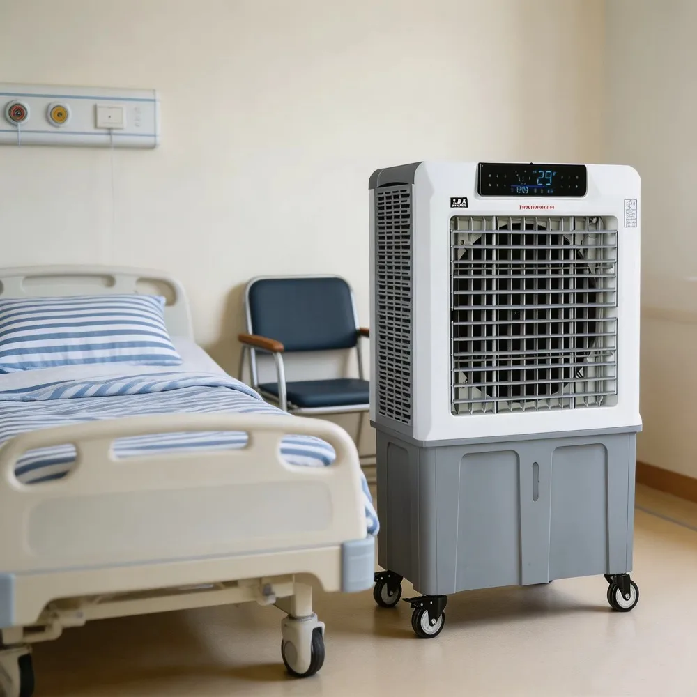220V 380W Portable Evaporative Cooler, Large Industrial Water Air Cooling Fan for Warehouse Workshop, Energy Efficient